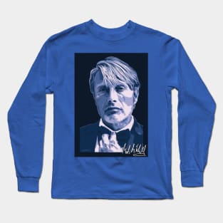 Mads Mikkelsen Signed Portrait 2 Long Sleeve T-Shirt